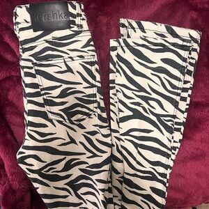 Bershka Zebra Print Women Jeans - Black and White